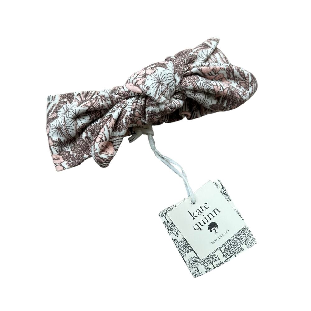 KATE QUINN Floral Pink Purple Bow Headband Size Medium 6-12 Months‎ NWT